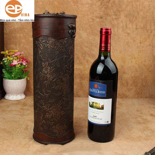 Hộp gỗ đựng rượu vang dạng ống