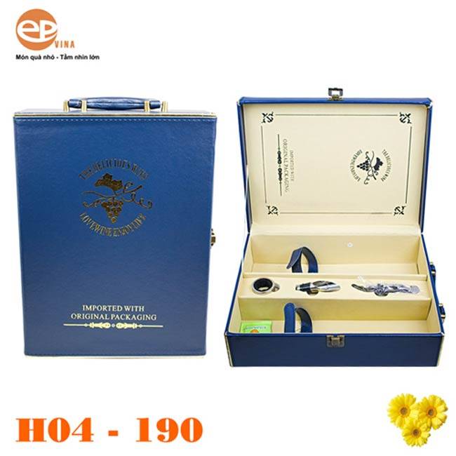 Hộp da đôi rượu vang kèm 3 phụ kiện Hộp da đôi rượu vang kèm 3 phụ kiện