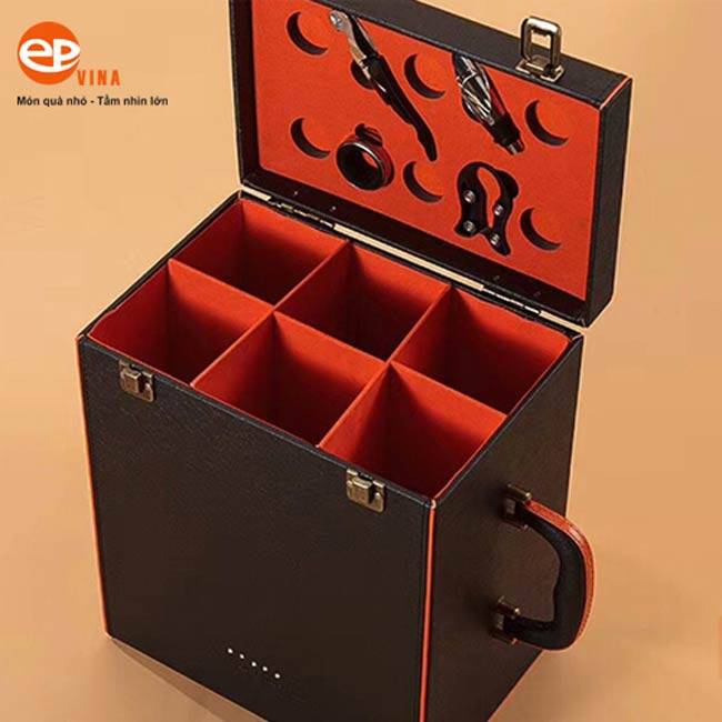 Hộp da đựng rượu vang 6 chai Hộp da đựng rượu vang 6 chai