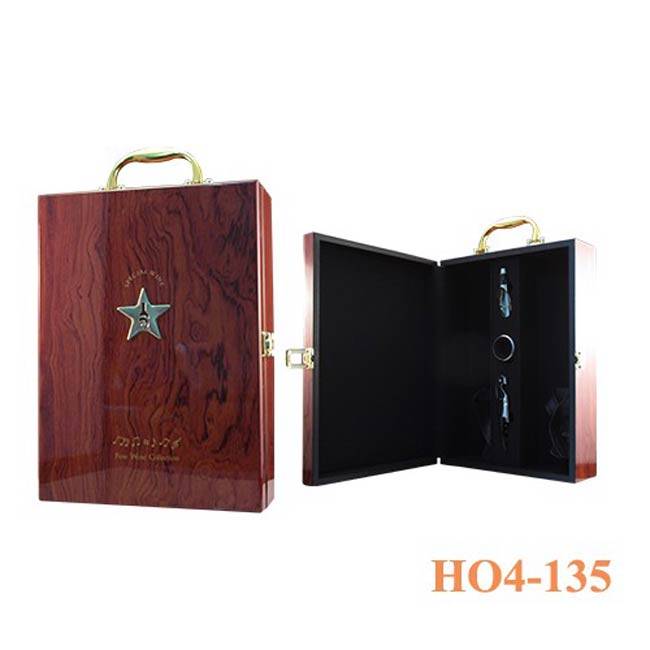 Hộp đựng rượu bằng gỗ gắn sao cổ điển Hộp đựng rượu bằng gỗ gắn sao cổ điển