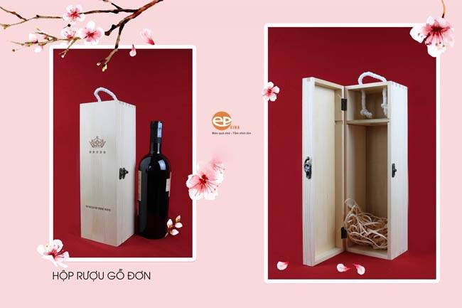 Hộp gỗ đựng rượu đơn cho ngày tết Hộp gỗ đựng rượu đơn cho ngày tết