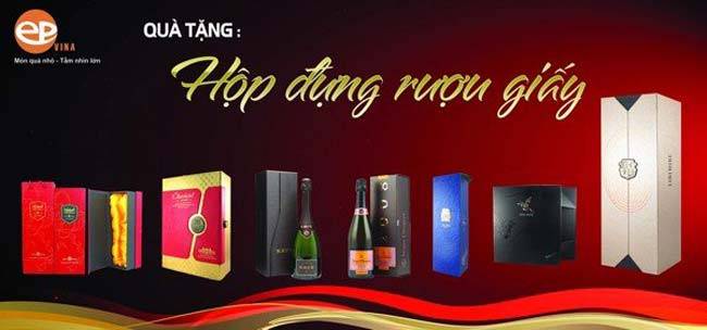 Hộp quà đựng rượu vang bằng giấy đẹp mắt Hộp quà đựng rượu vang bằng giấy đẹp mắt
