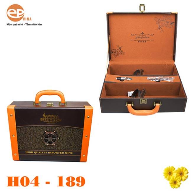 Hộp rượu da đôi kèm 2 phụ kiện Hộp rượu da đôi kèm 2 phụ kiện