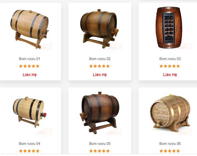 Bom rượu đang được bày bán trên web phukienruou.com.vn