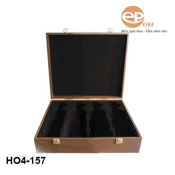 Hộp rượu gỗ 4 chai sang trọng 
