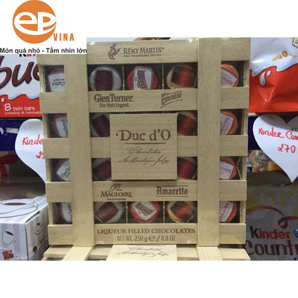 Hộp Sôcôla duc d"o nhân rượu hộp gỗ 125g